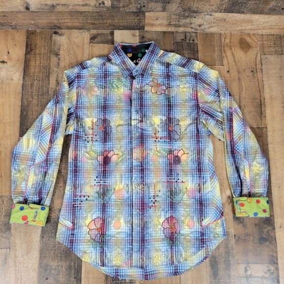Robert Graham Men Large Limited 339 "Panga" Colorful Floral Embroidery Shirt